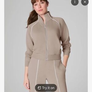 SPANX Airpique Travel Essentials Zip-Up Track Jacket and Pants Set NWT